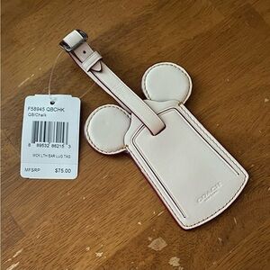 Coach Mickey Leather Ear Chalk Luggage Tag